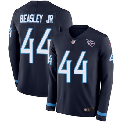 Nike Tennessee Titans #44 Vic Beasley Jr Navy Blue Team Color Men's Stitched NFL Limited Therma Long Sleeve Jersey Men's